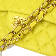 Chanel * Yellow Lambskin Medium Classic Double Flap Shoulder Bag