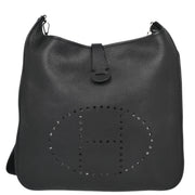 Hermes 2005 Black Taurillon Clemence Evelyne II 41 TGM Shoulder Bag