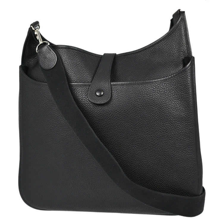 Hermes Black Taurillon Clemence Evelyne II 41 TGM Shoulder Bag