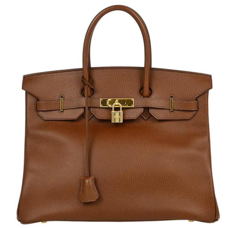 Hermes Brown Ardennes Birkin 35 Handbag