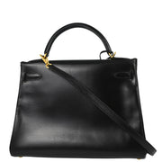 Hermes Black Box Calf Kelly 32 Retourne 2way Shoulder Handbag