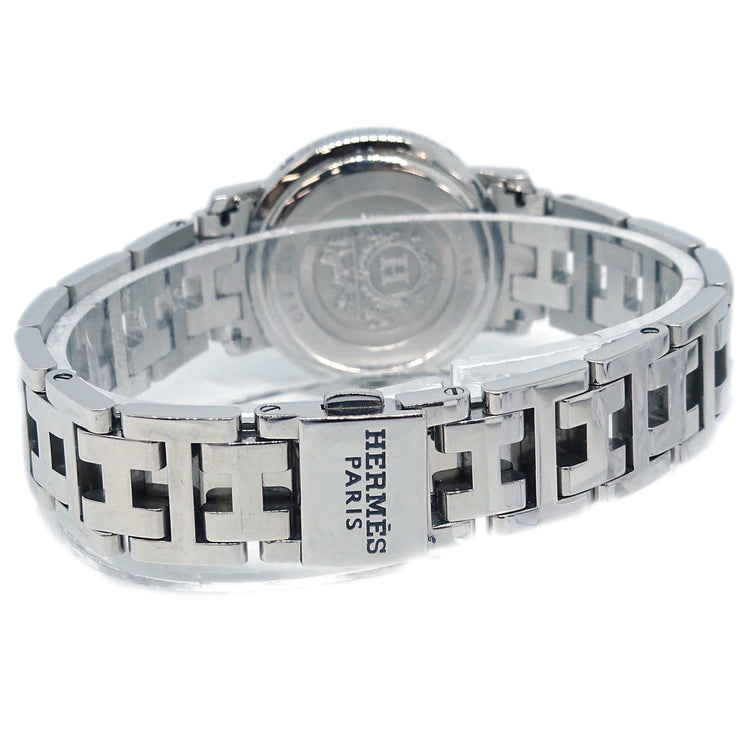 Hermes CL4.230 Clipper Nacre Quartz Watch SS Diamond