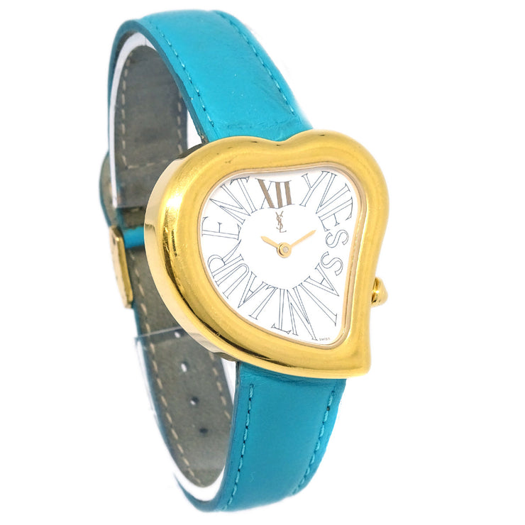 Yves Saint Laurent 04F Quartz Watch Gold Light Blue