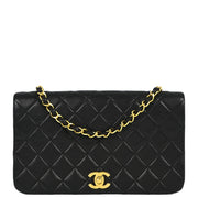 Chanel Black Lambskin Turnlock Small Full Flap Shoulder Bag