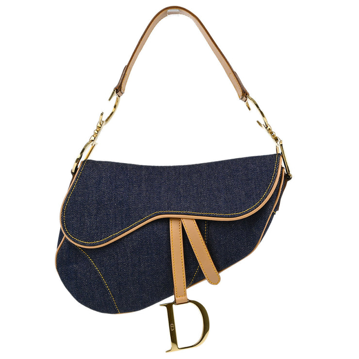 Christian Dior Navy Denim Saddle Handbag