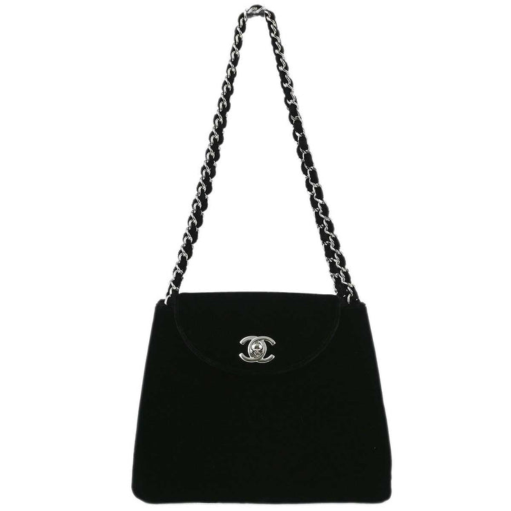 Chanel Black Velvet Chain Handbag