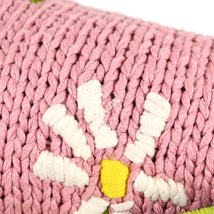 Fendi Pink Wool Flower Mamma Baguette Handbag