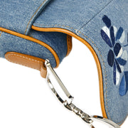 Christian Dior Blue Denim Embroidered Saddle Handbag