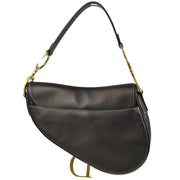 Christian Dior Black Leather Saddle Handbag