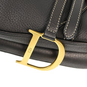 Christian Dior Black Leather Saddle Handbag