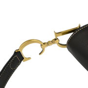 Christian Dior Black Leather Saddle Handbag