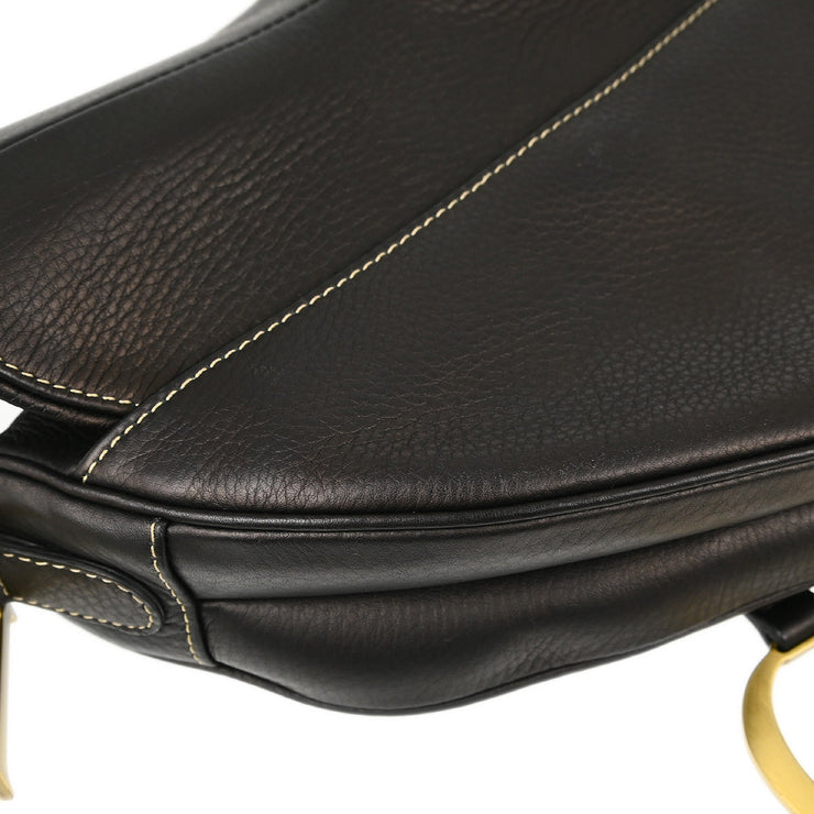 Christian Dior Black Leather Saddle Handbag