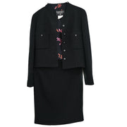 Chanel 1996 3set Setup Suit Jacket Top Skirt Black #38