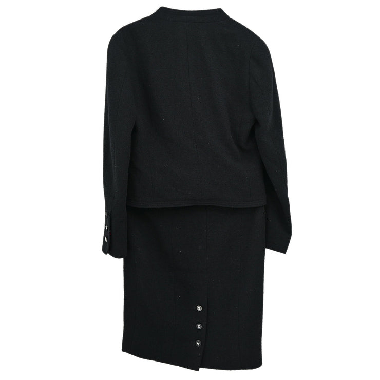 Chanel 1996 3set Setup Suit Jacket Top Skirt Black #38