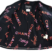 Chanel 1996 3set Setup Suit Jacket Top Skirt Black #38