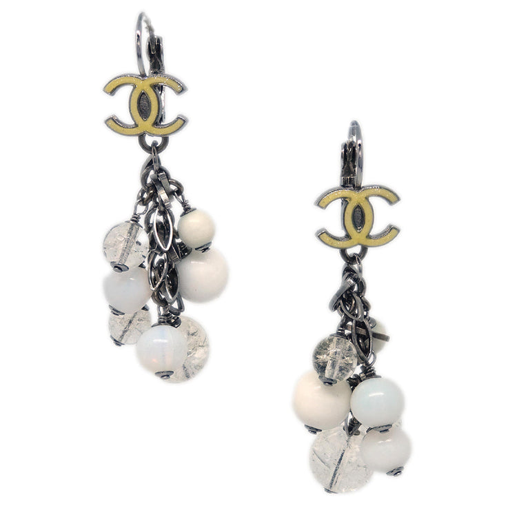 Chanel Acrylic Dangle Piercing Earrings Clip-On 07A