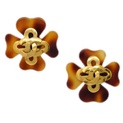 Chanel Clover Earrings Clip-On Brown 95P