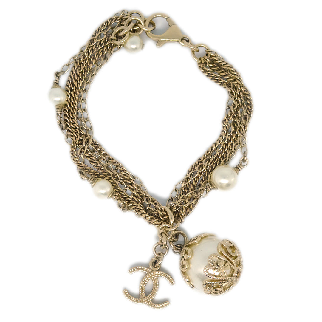 Crystal CC deals Bracelet, Pearls, Bamboo Strap