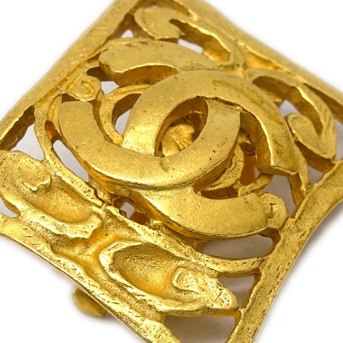 Chanel CC Square Earrings Clip-On Gold 95A