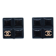 Chanel Square Earrings Clip-On Black 04A