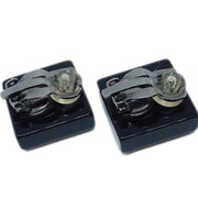 Chanel Square Earrings Clip-On Black 04A