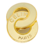 Celine Brooch Pin Corsage Gold White HF