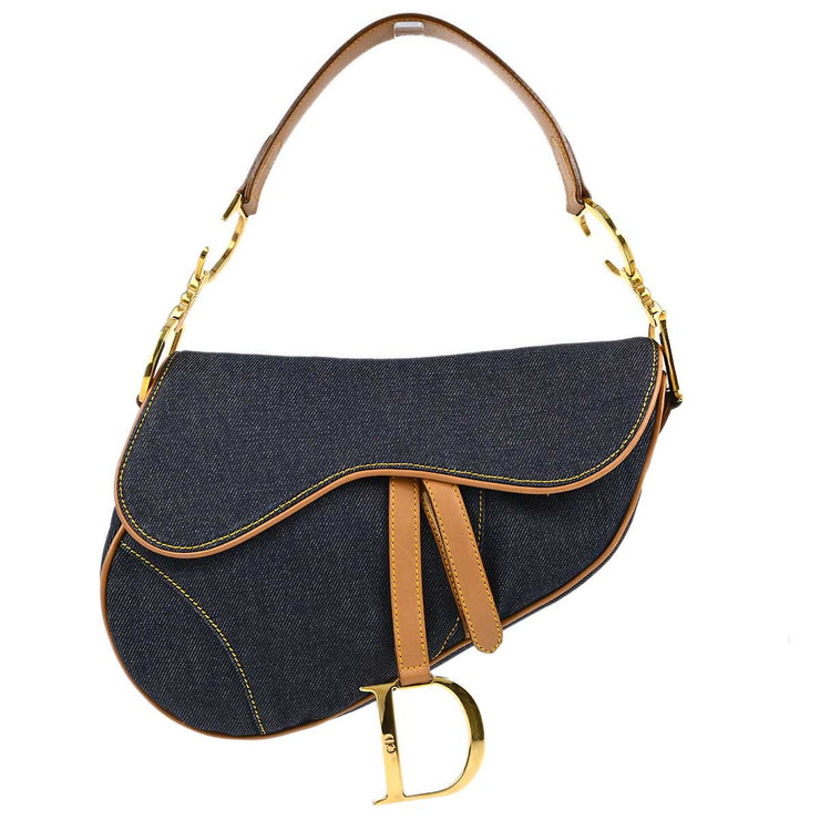 Christian Dior Navy Denim Saddle Handbag