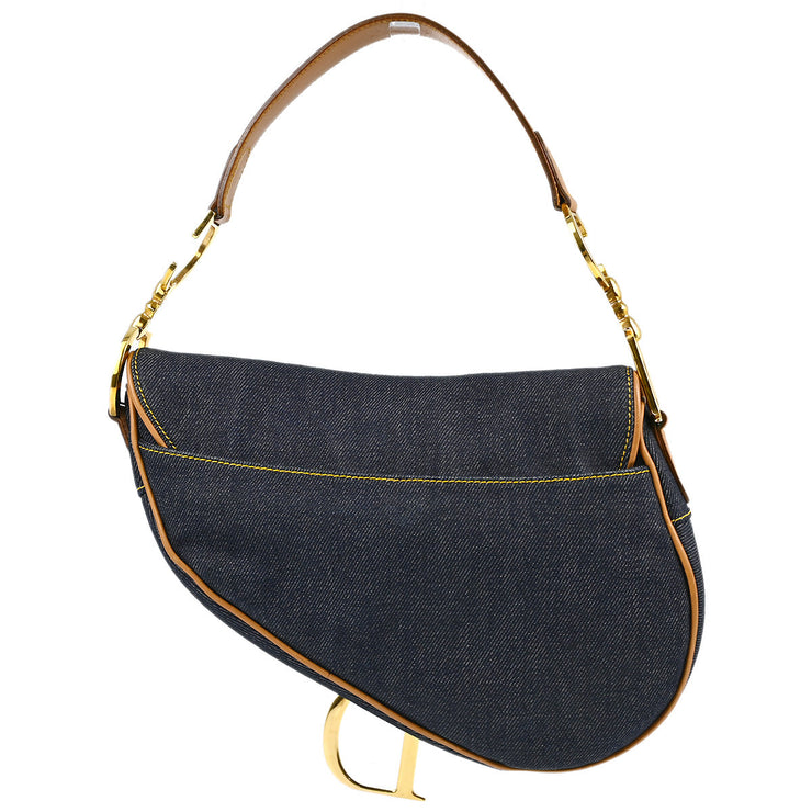 Christian Dior Navy Denim Saddle Handbag