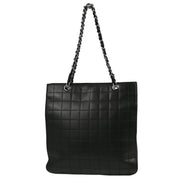 Chanel Black Lambskin Choco Bar Chain Tote Handbag