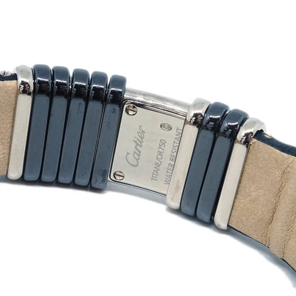 Cartier Ref.2611 Declaration Quartz Watch SS 18KWG Diamond Black