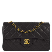 Chanel 1994-1996 Black Lambskin Small Classic Double Flap Shoulder Bag