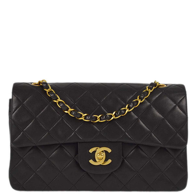 Chanel Black Lambskin Small Classic Double Flap Shoulder Bag