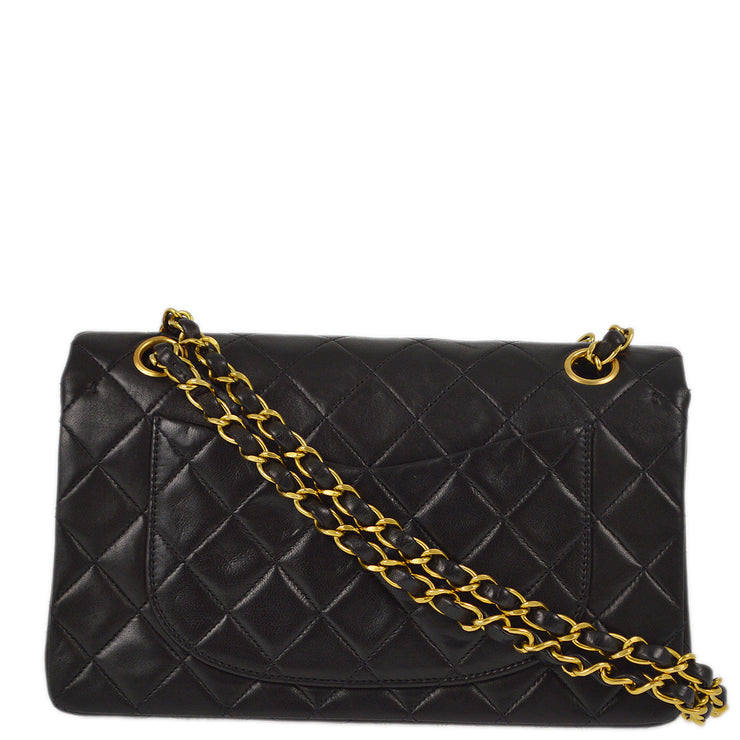 Chanel Black Lambskin Small Classic Double Flap Shoulder Bag