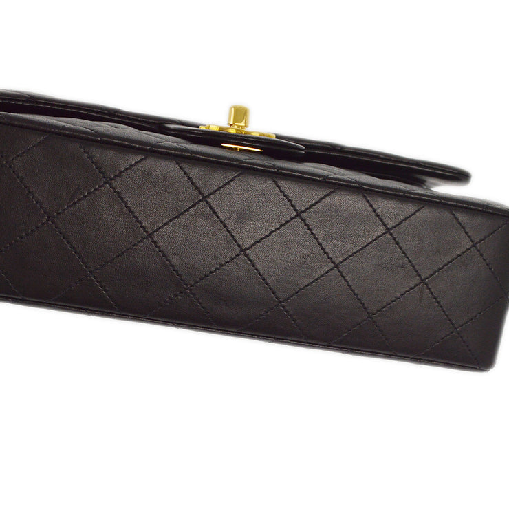 Chanel Black Lambskin Small Classic Double Flap Shoulder Bag