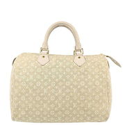 Louis Vuitton White Monogram Mini Lin Speedy 30 Handbag M95319