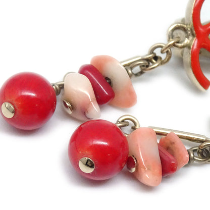 Chanel Dangle Earrings Clip-On Red A11C