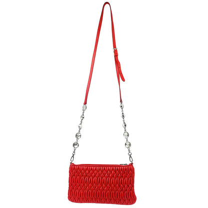 Miu Miu 2000-2010 Red Lambskin Matelasse Shoulder Bag