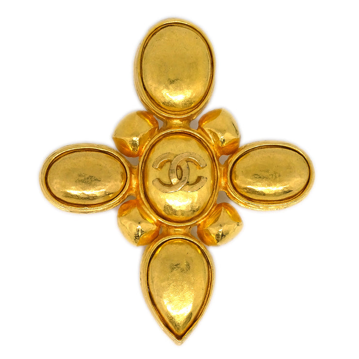 Chanel Cross Brooch Pin Gold 97A