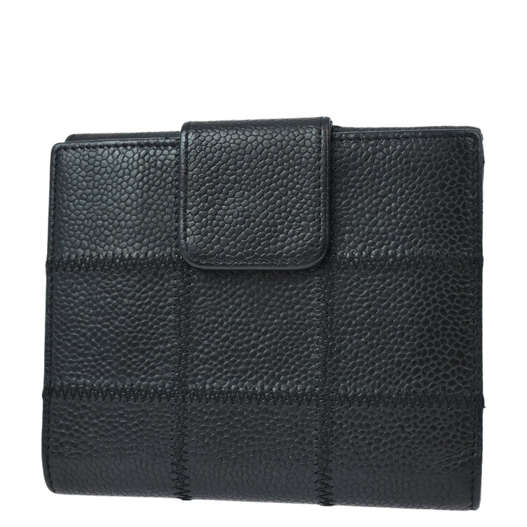 Chanel Black Caviar Choco Bar Bifold Wallet