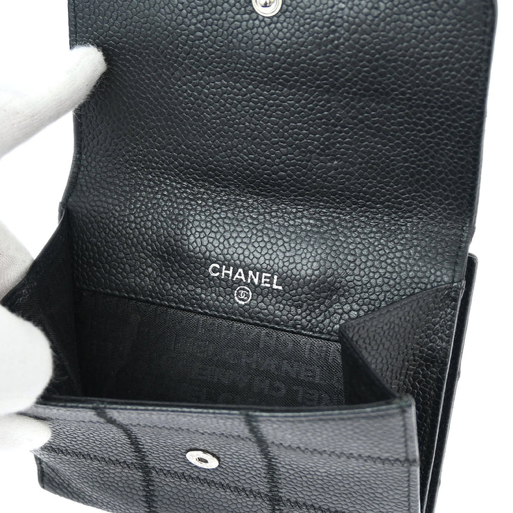 Chanel Black Caviar Choco Bar Bifold Wallet