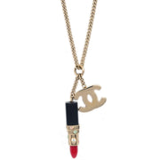 Chanel Lipstick Gold CC Pendant Necklace 04A