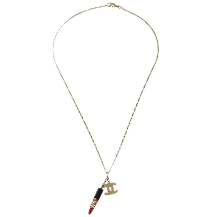 Chanel Lipstick Gold CC Pendant Necklace 04A