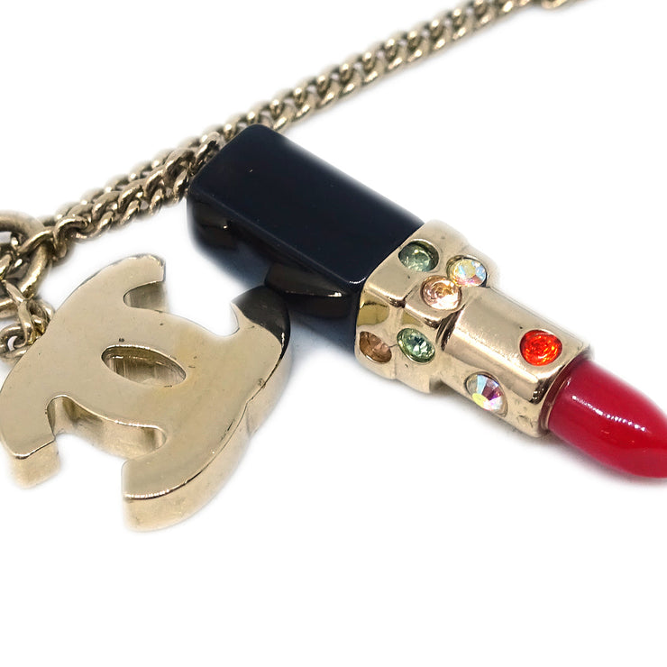 Chanel Lipstick Gold CC Pendant Necklace 04A