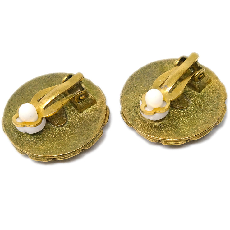 Chanel Button Earrings Clip-On Gold 94A