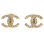 Chanel CC Rhinestone Earrings Clip-On Gold 2084