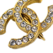 Chanel CC Rhinestone Earrings Clip-On Gold 2084