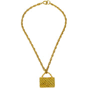 Chanel Bag Chain Pendant Necklace Gold 95P