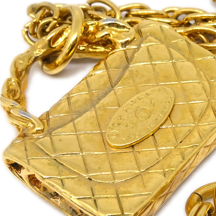 Chanel Bag Chain Pendant Necklace Gold 95P