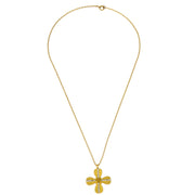 Chanel Clover Chain Pendant Necklace Rhinestone Gold 01C