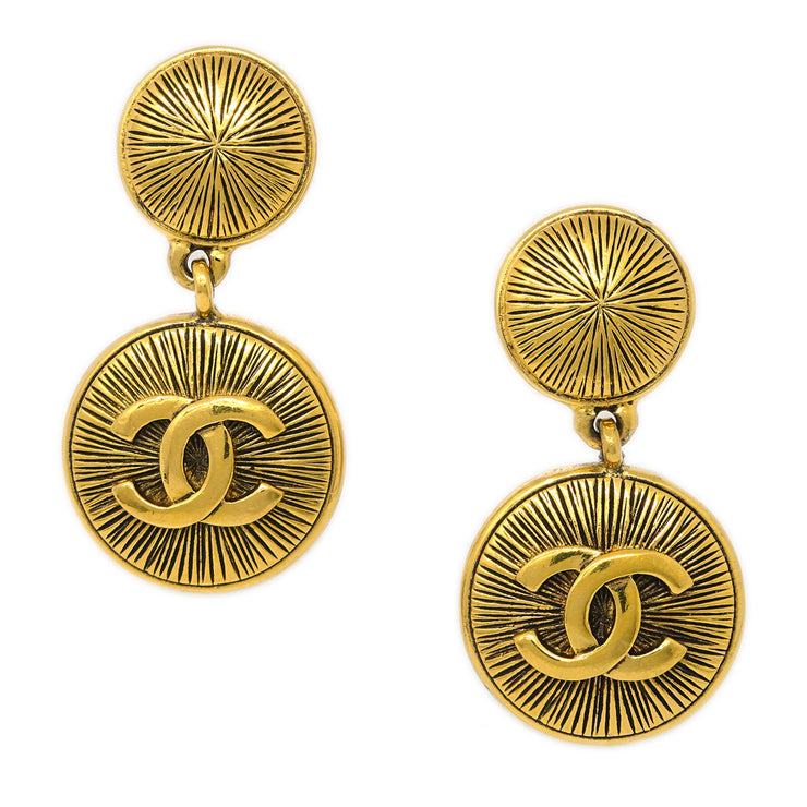 Chanel Dangle Earrings Clip-On Gold